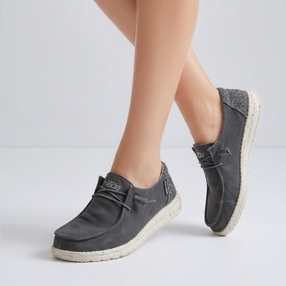 ⚫ Hey Dude Wendy Black Casual Shoes Women’s 8 | Lightweight Moc Slip-On